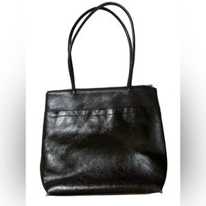 Hobo International Black Leather Shoulder Bag Double Handle Zip Tote Purse